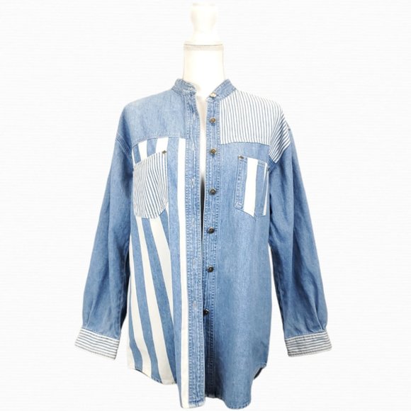 Vintage Tops - Vintage 90's Nuovo Denim Button Down Shirt B-0037d